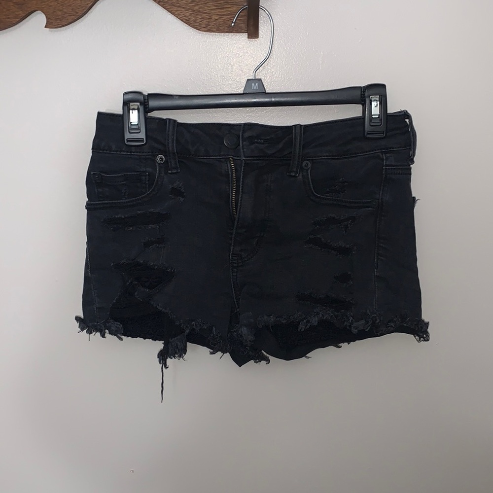 American Eagle Black Hi-Rise Shortie Shorts